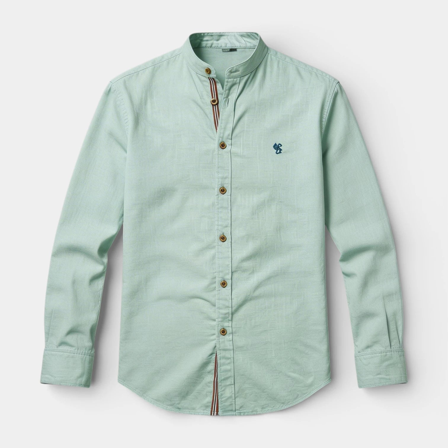 Stand Collar Button-Up Shirt Regular Fit for Men