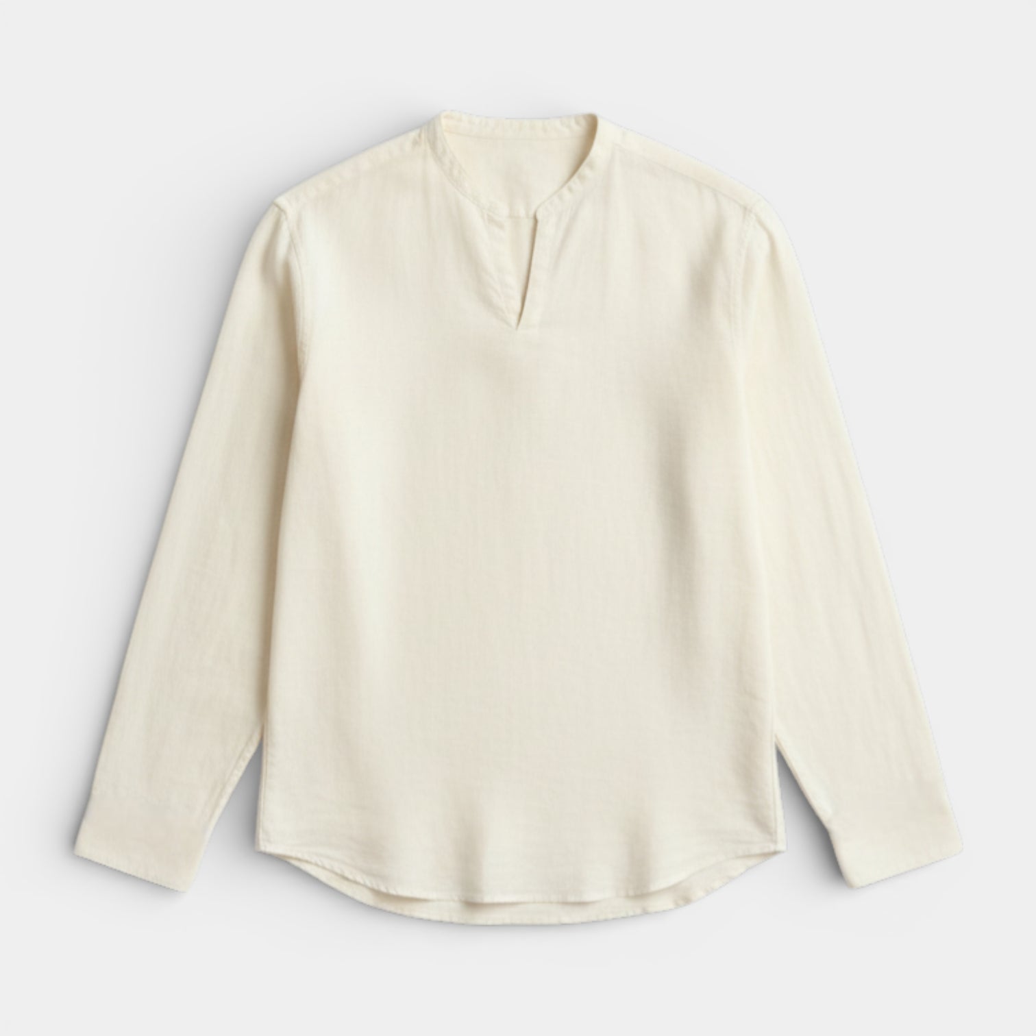 Split-Neck Pullover Shirt Long Sleeve Regular Fit for Men