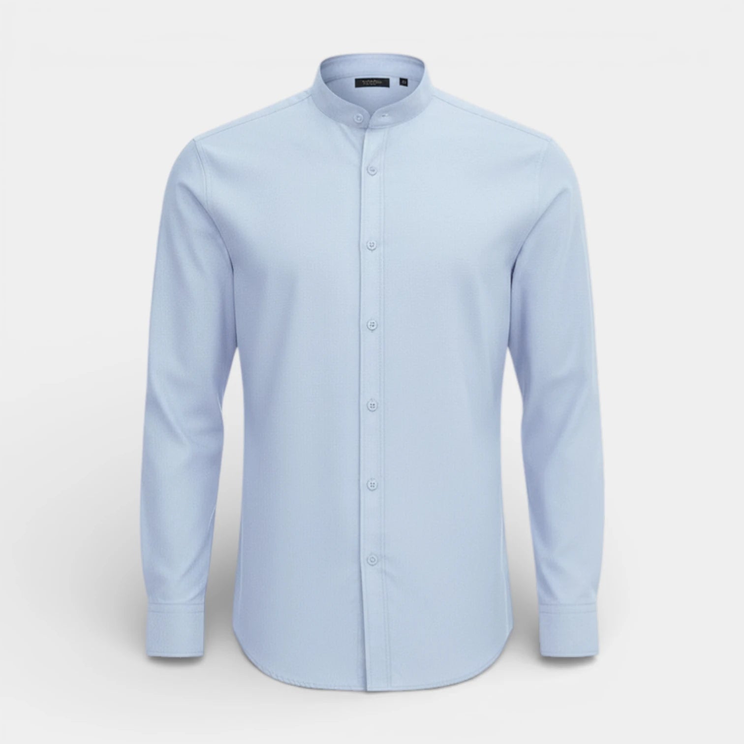 Band Collar Button-Up Shirt Long Sleeve for Men