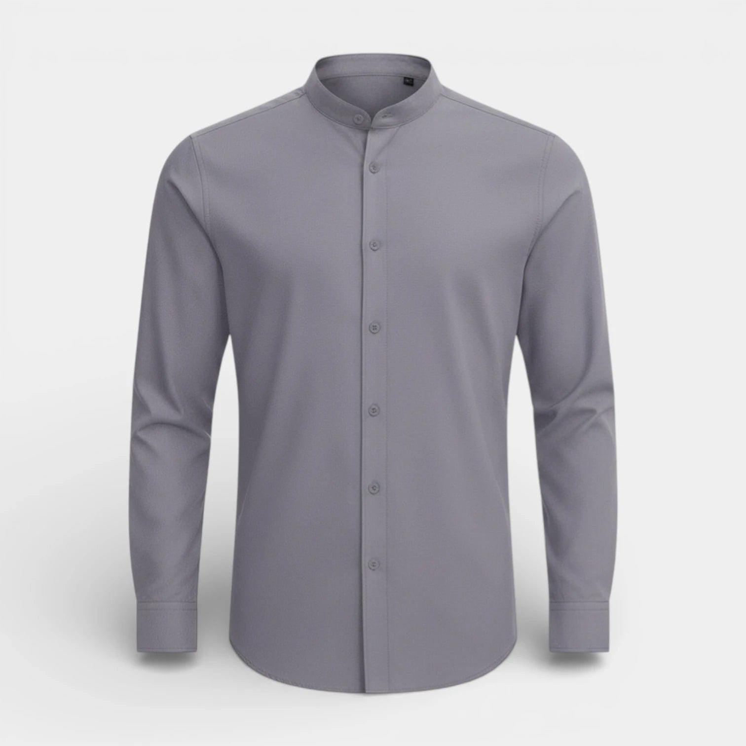 Band Collar Button-Up Shirt Long Sleeve for Men