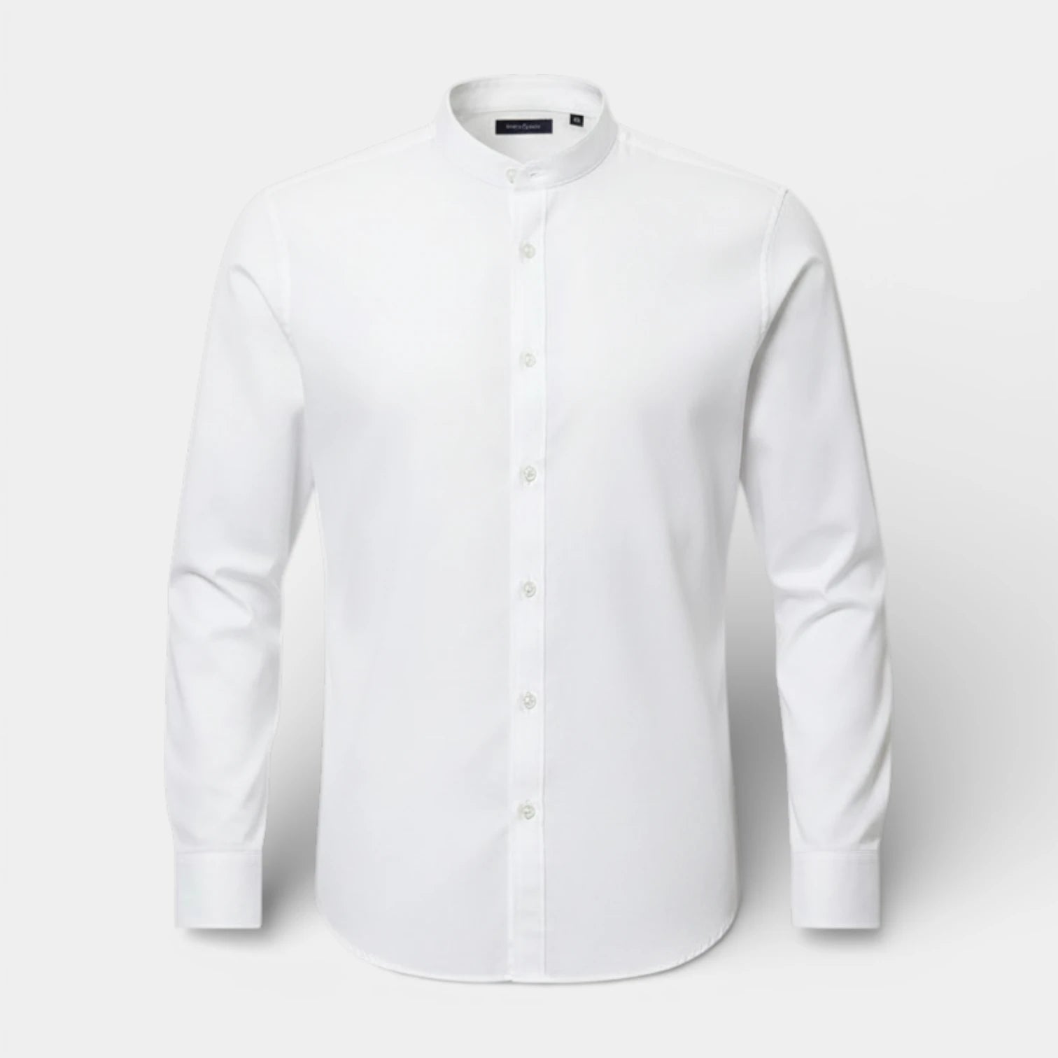 Band Collar Button-Up Shirt Long Sleeve for Men