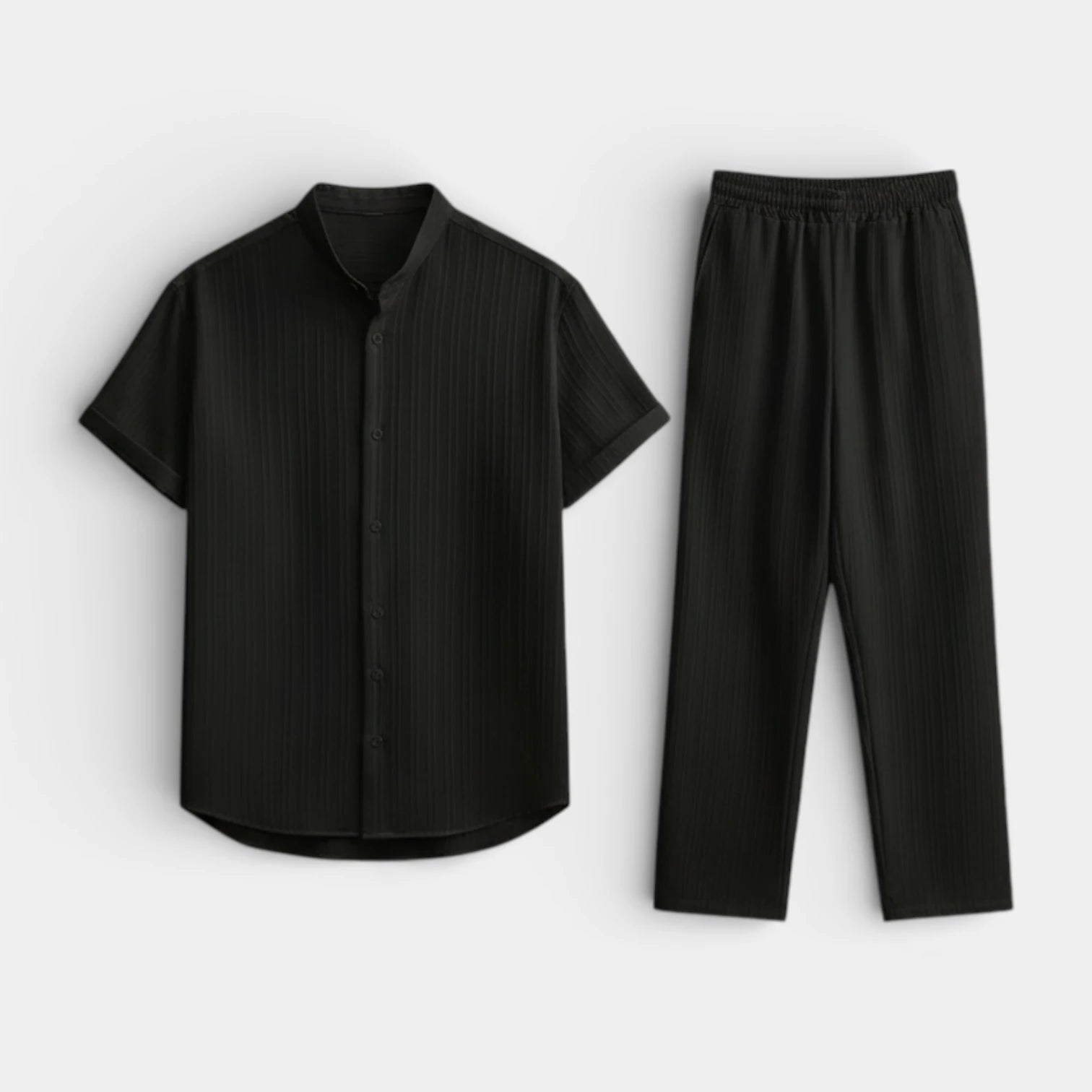 Vintares | Men’s Button-Up Shirt and Straight Leg Pants - Two Piece Set