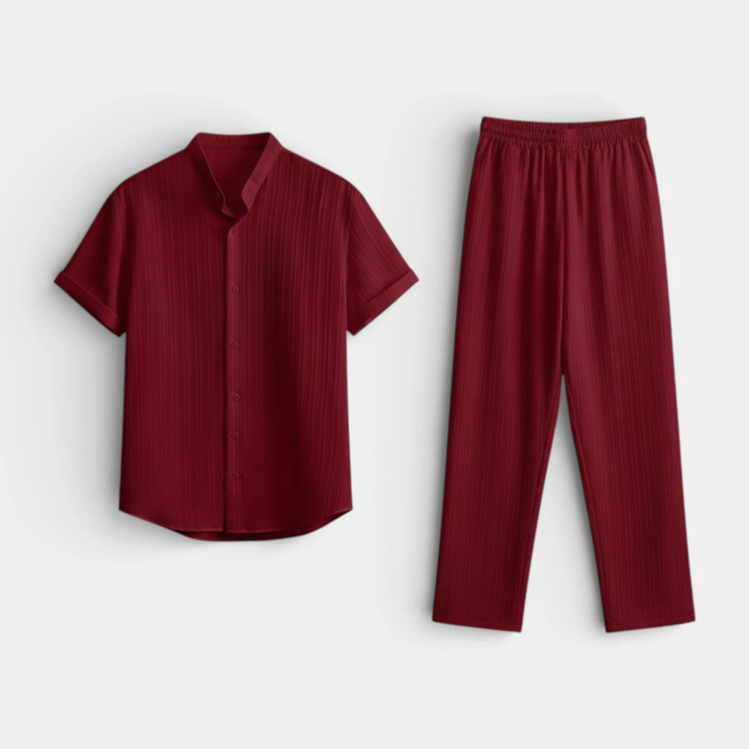 Vintares | Men’s Button-Up Shirt and Straight Leg Pants - Two Piece Set