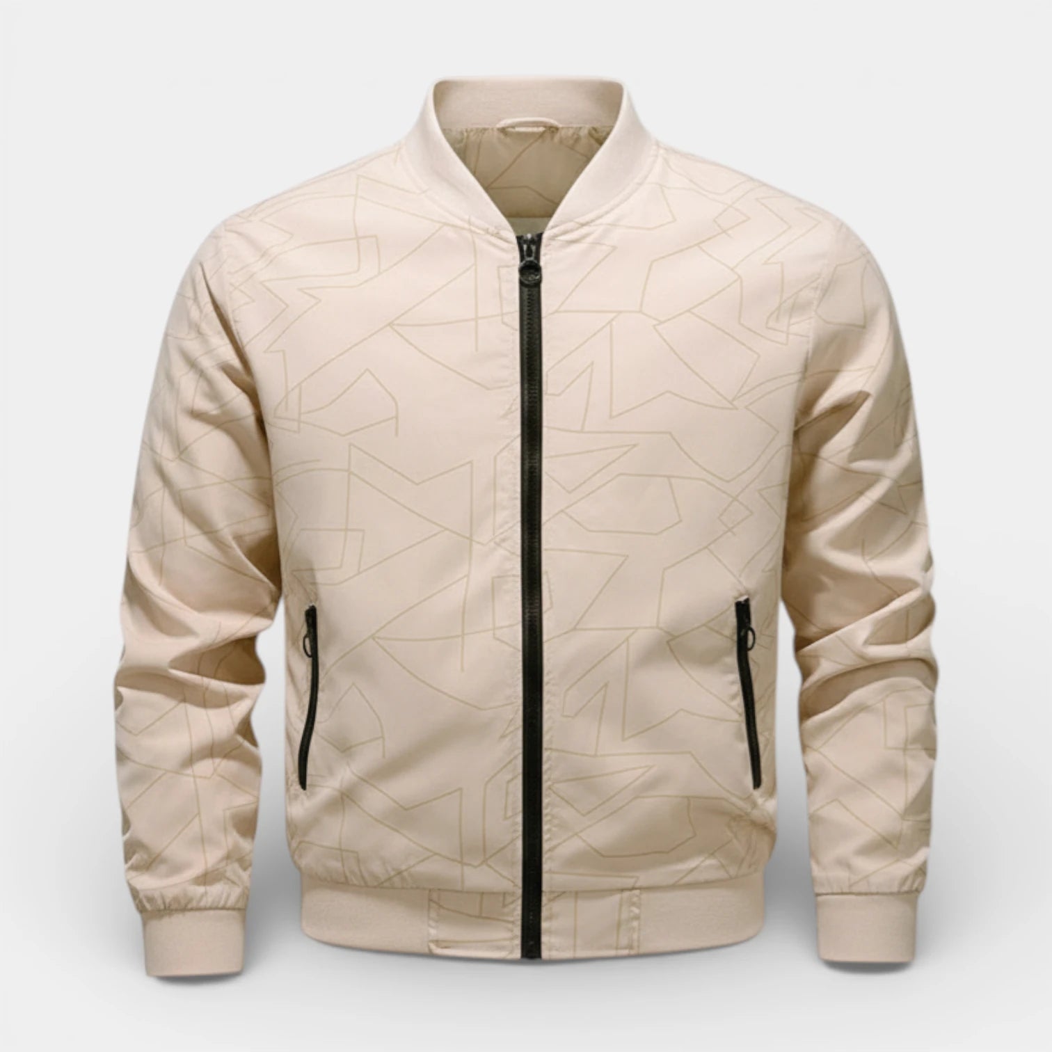 Vintares | Men’s Zip Up Bomber Jacket - Geometric Pattern Regular Fit