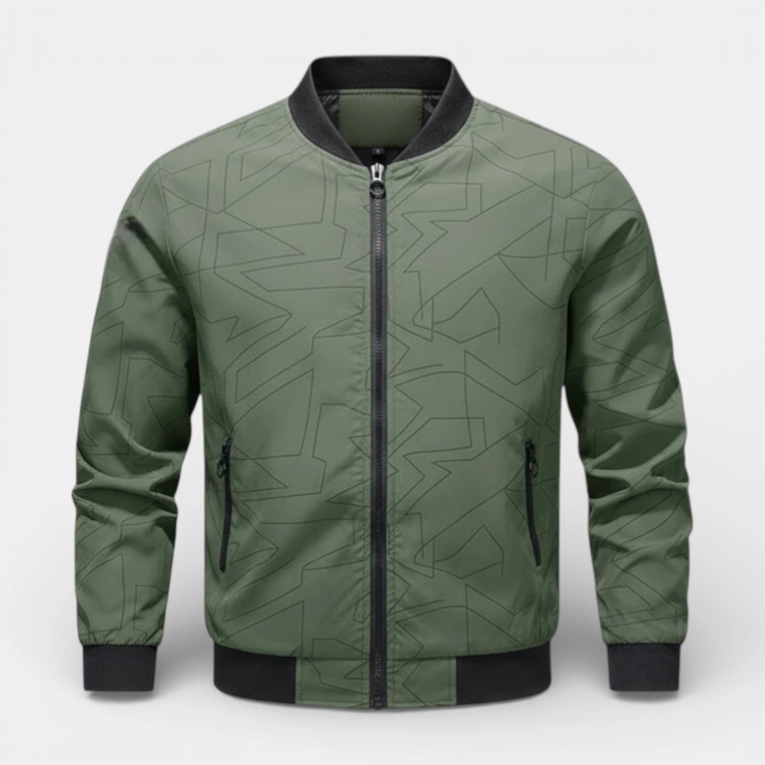 Vintares | Men’s Zip Up Bomber Jacket - Geometric Pattern Regular Fit