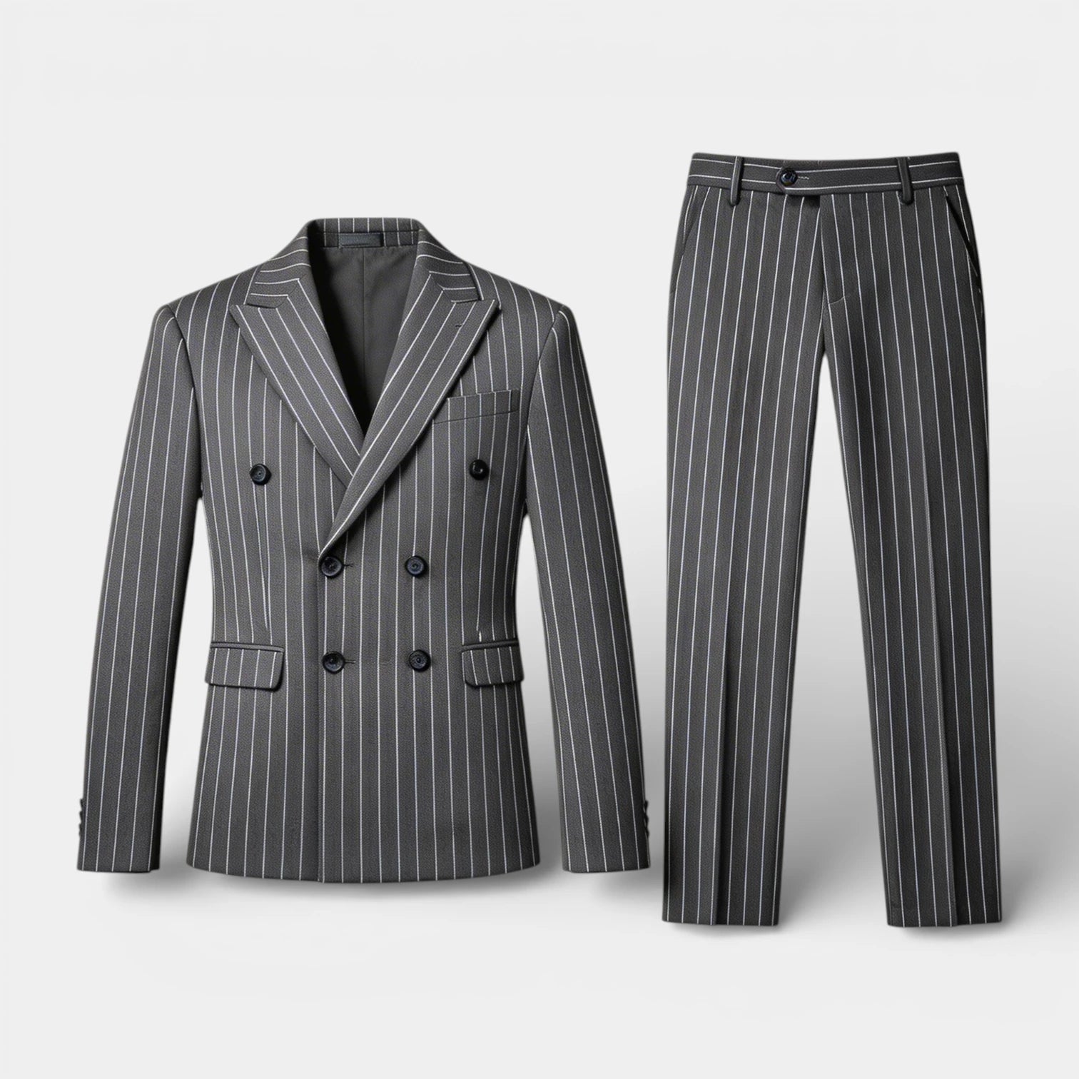 Vintares | Men’s Double Breasted Pinstripe Suit Set