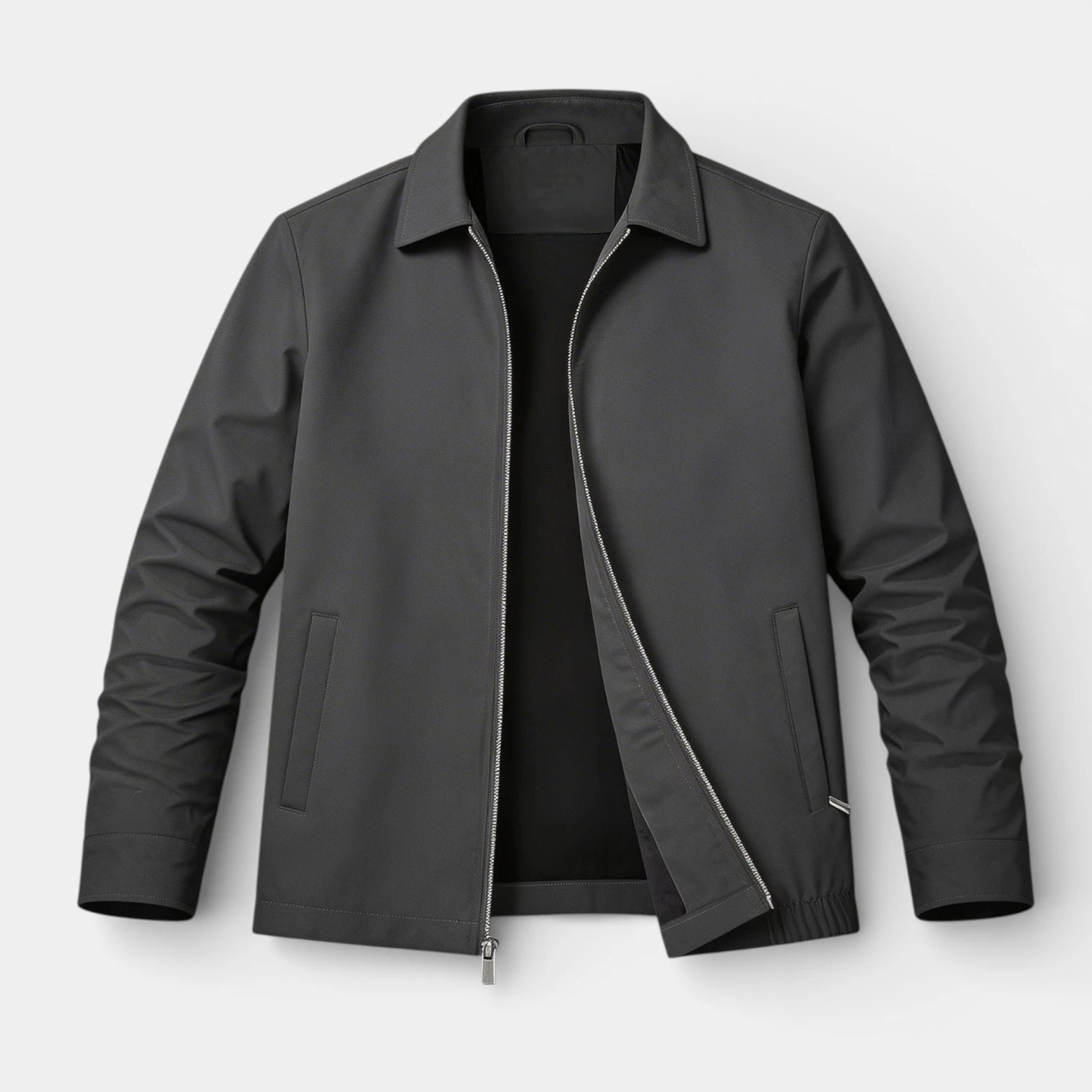 Vintares | Men’s Minimal Zip Up Jacket - Polo Collar