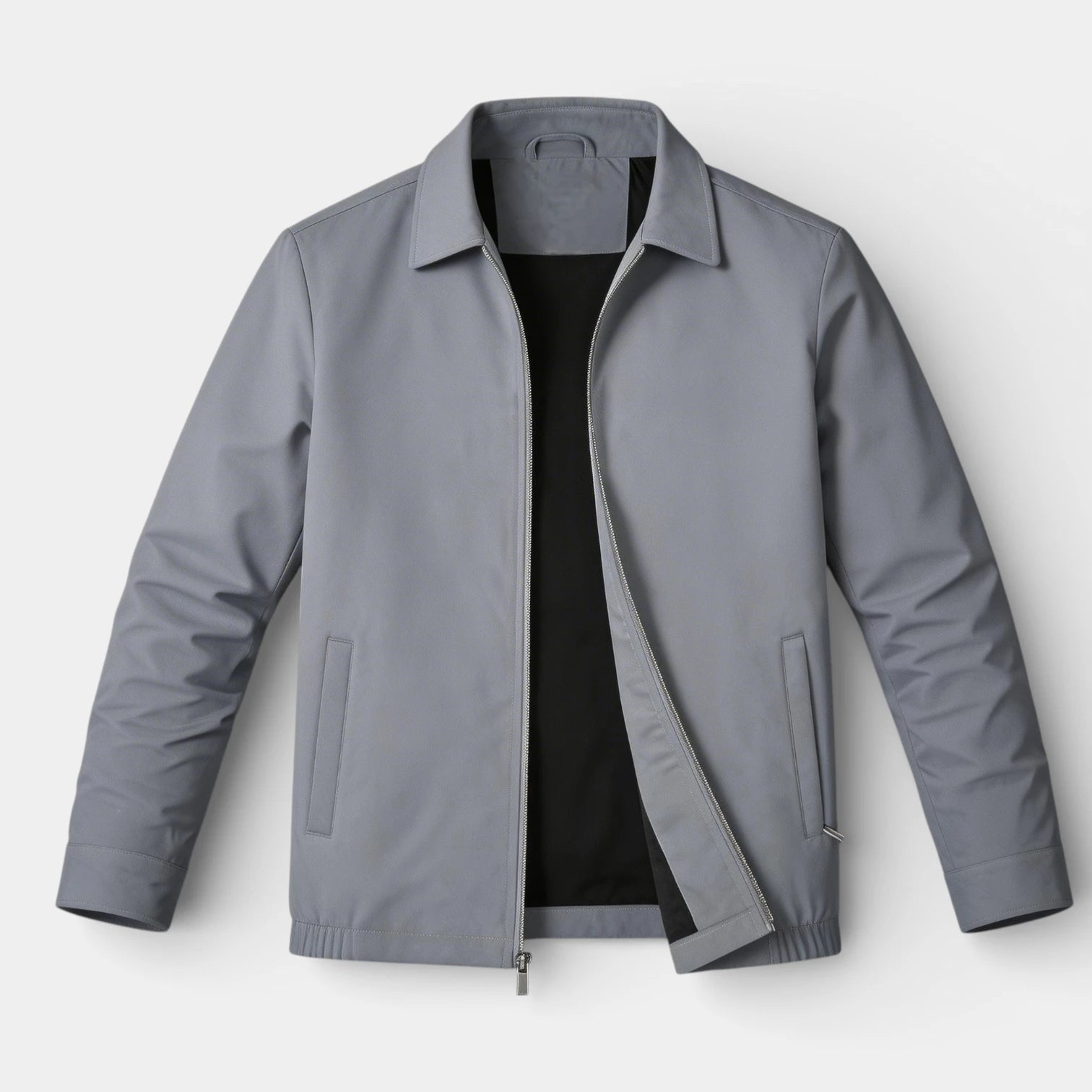 Vintares | Men’s Minimal Zip Up Jacket - Polo Collar