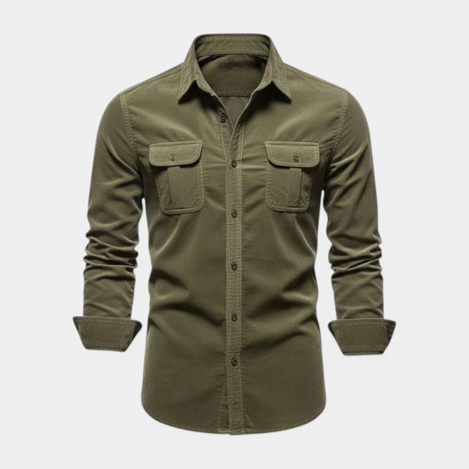 Button-Up Shirt Dual Chest Pockets Structured Fit for Men