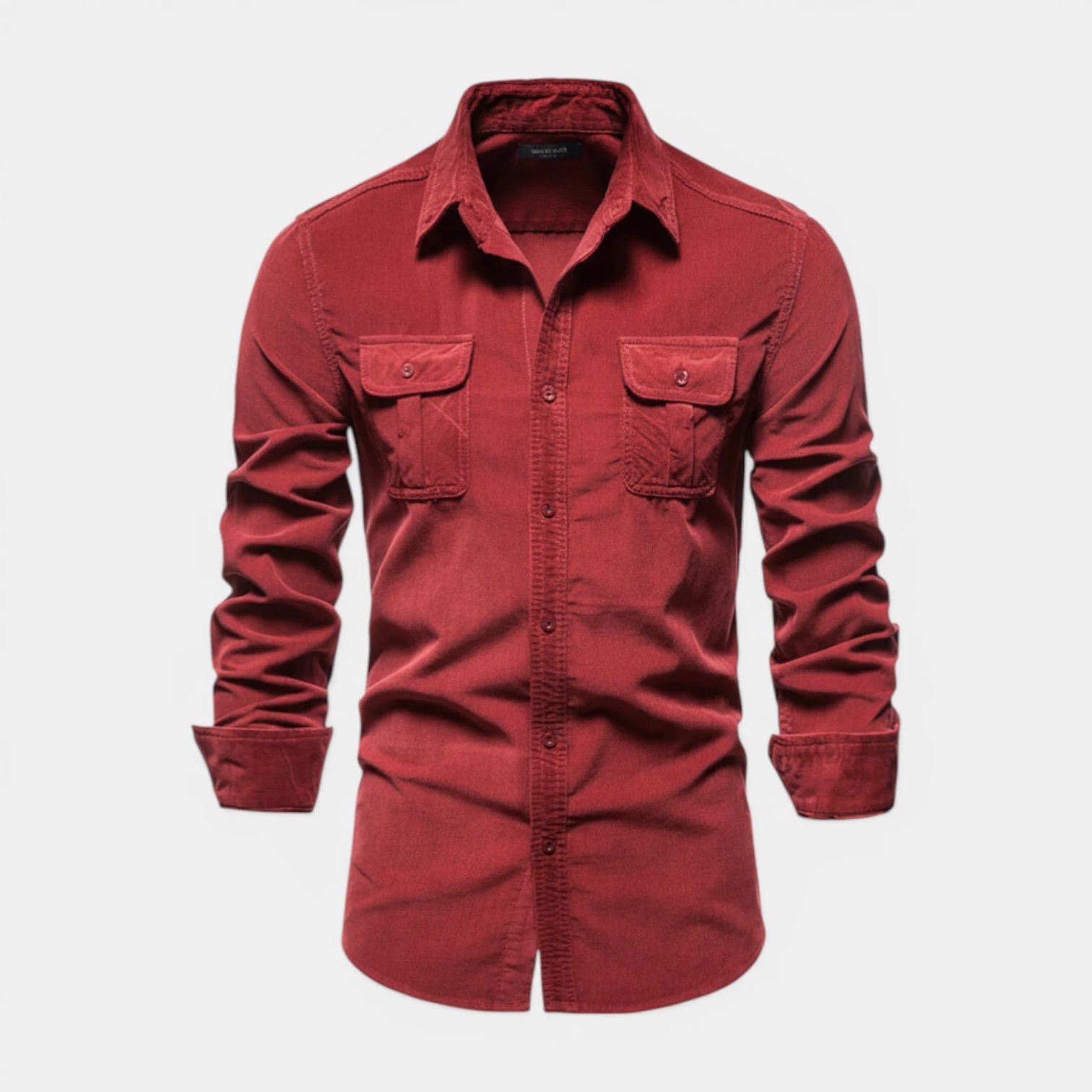 Button-Up Shirt Dual Chest Pockets Structured Fit for Men