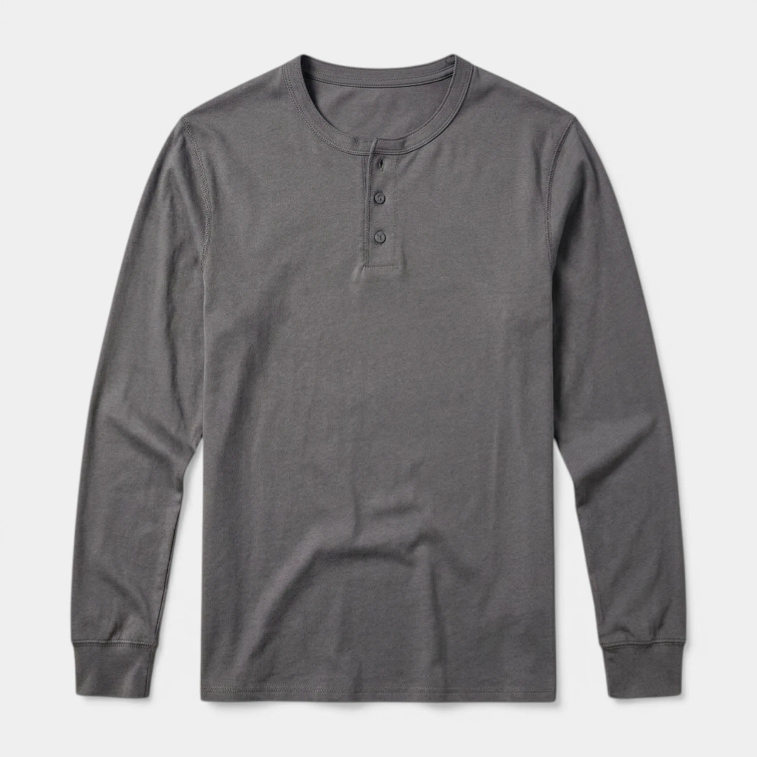 Long Sleeve Henley Shirt Three Button Placket for Men