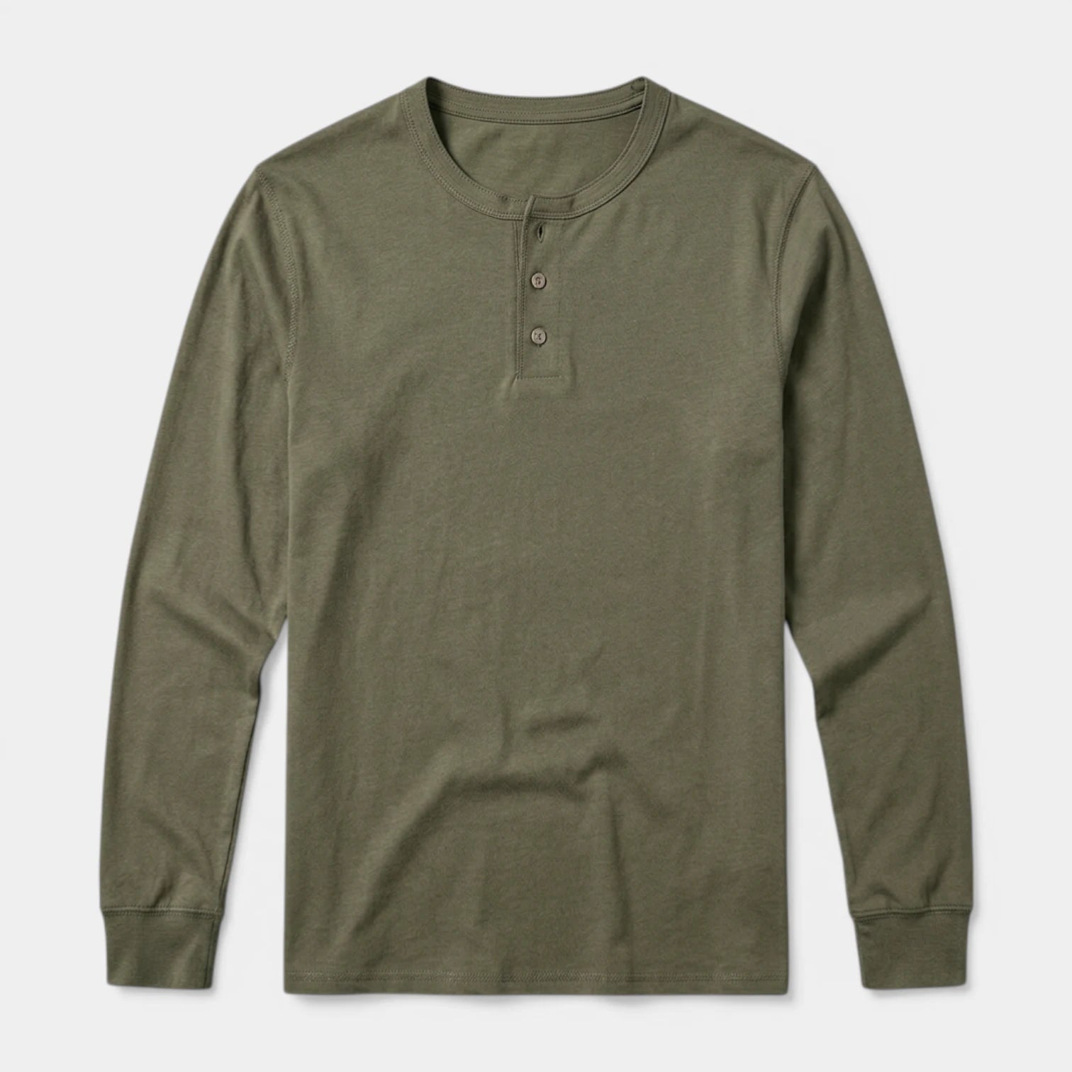 Long Sleeve Henley Shirt Three Button Placket for Men