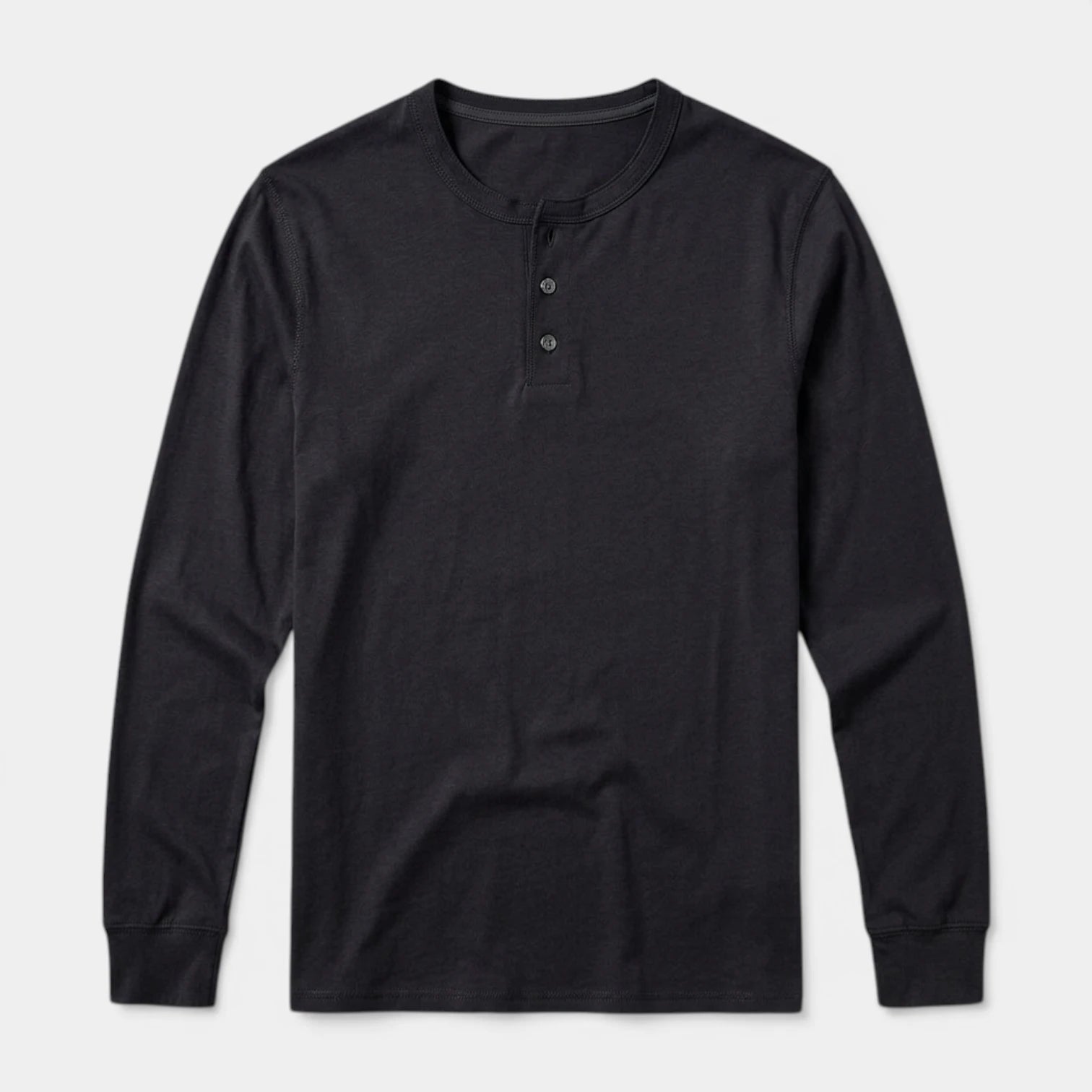 Long Sleeve Henley Shirt Three Button Placket for Men