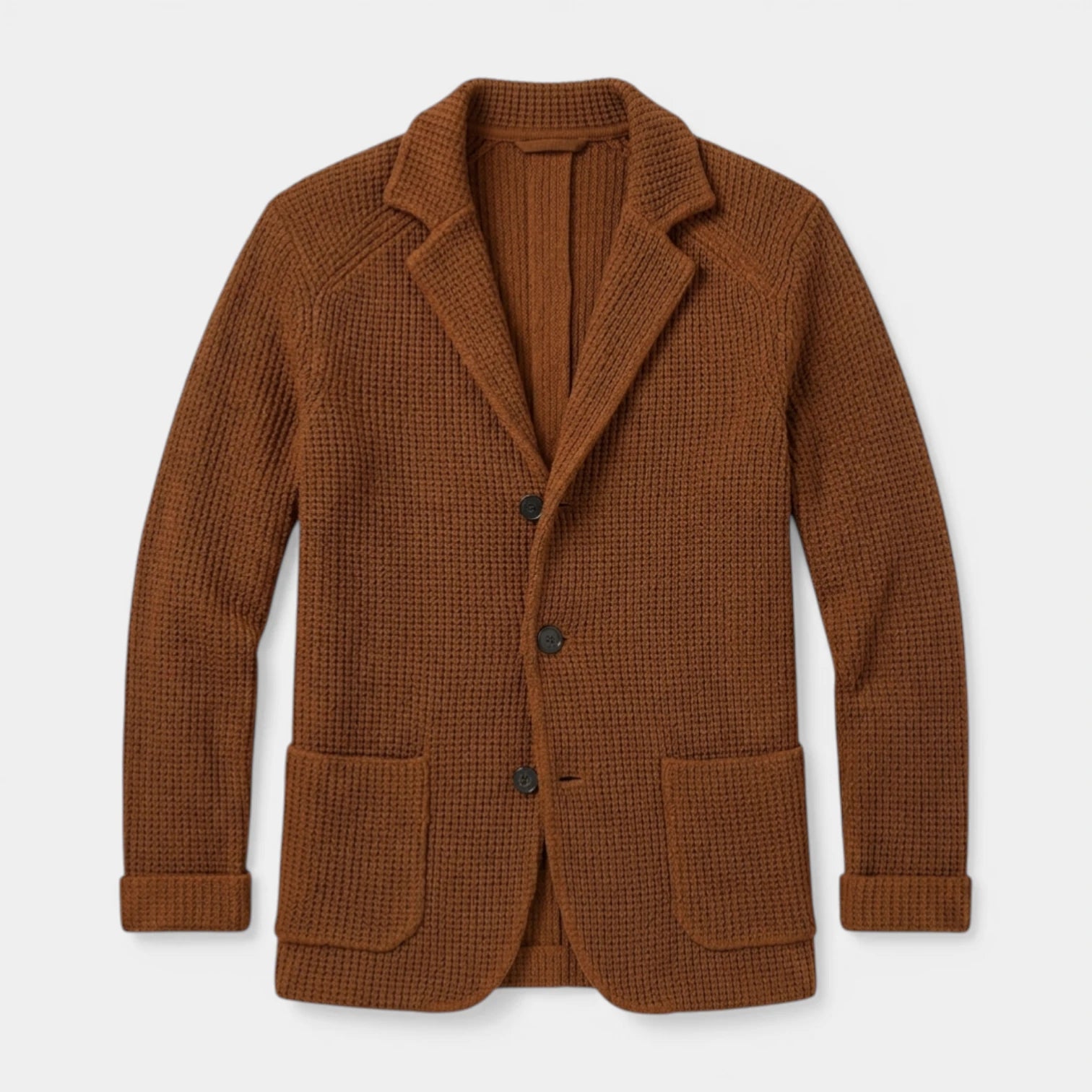 Up Knit Blazer Notch Lapel Textured Finish Regular Fit Jacket for Men