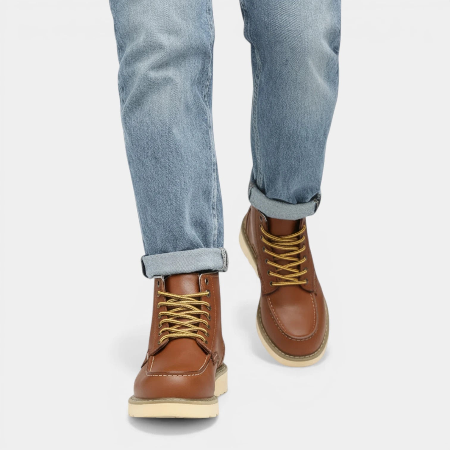 Contrast Stitch Lace-Up Ankle Boots for Men