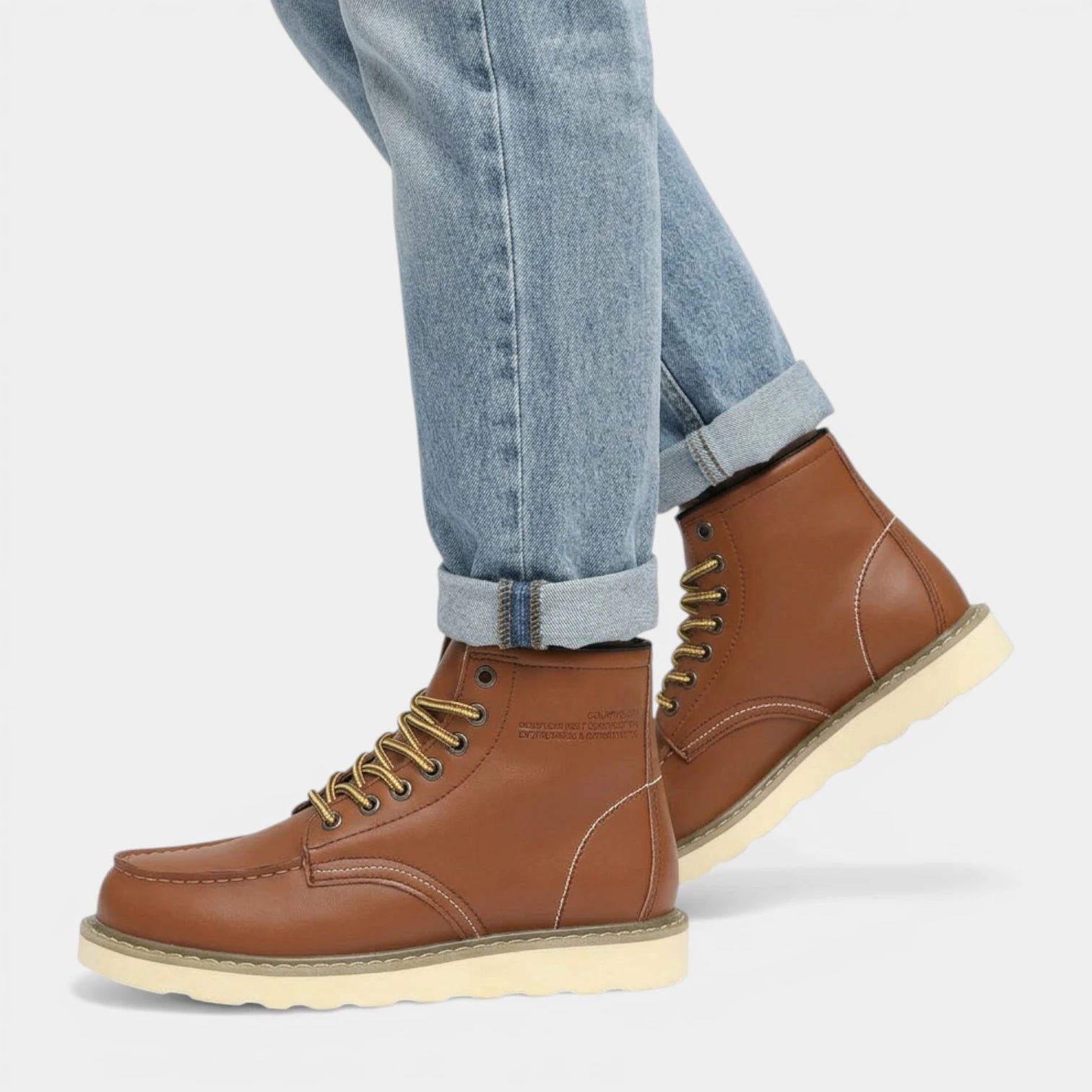 Contrast Stitch Lace-Up Ankle Boots for Men
