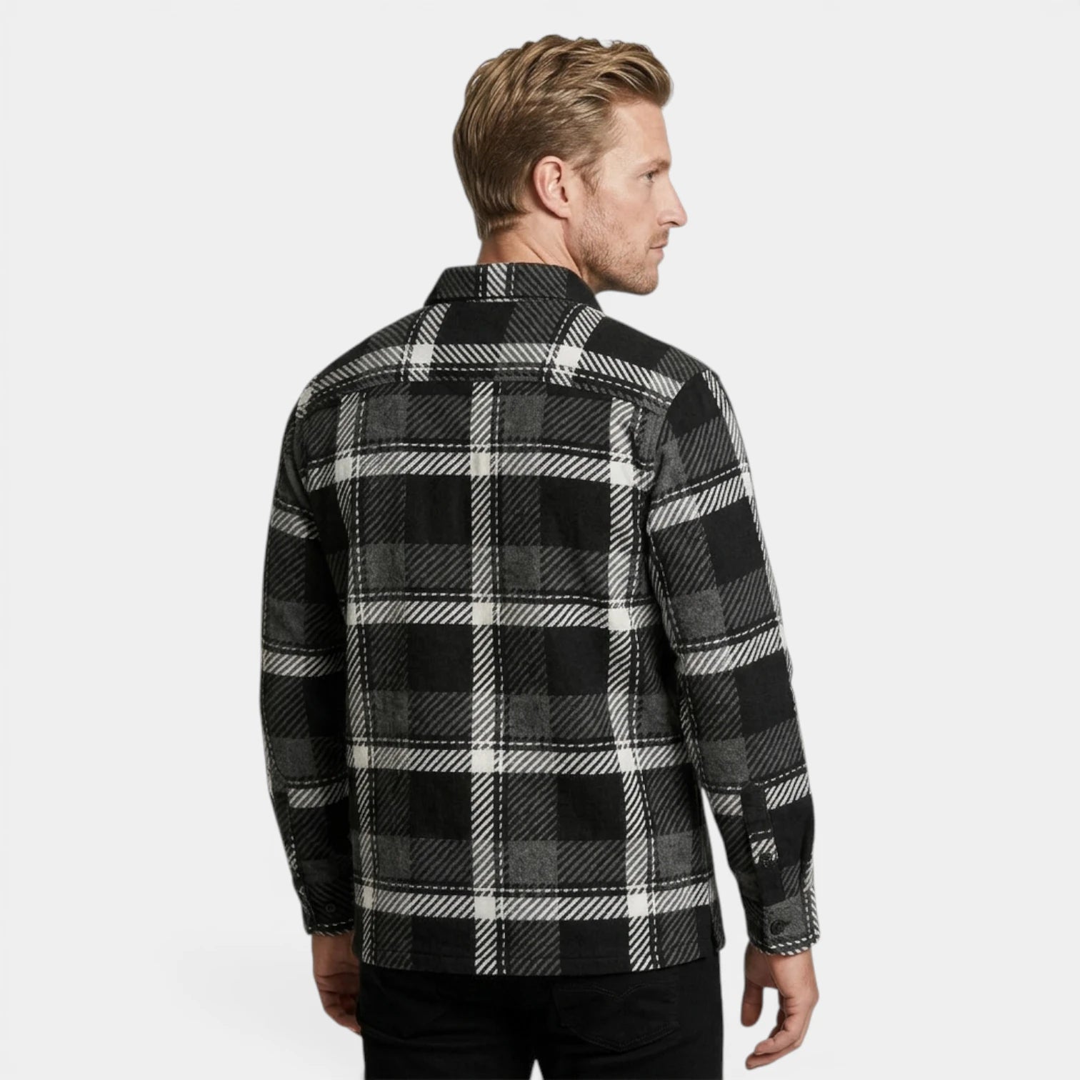 Checked Overshirt Relaxed Fit Button-Front for Men