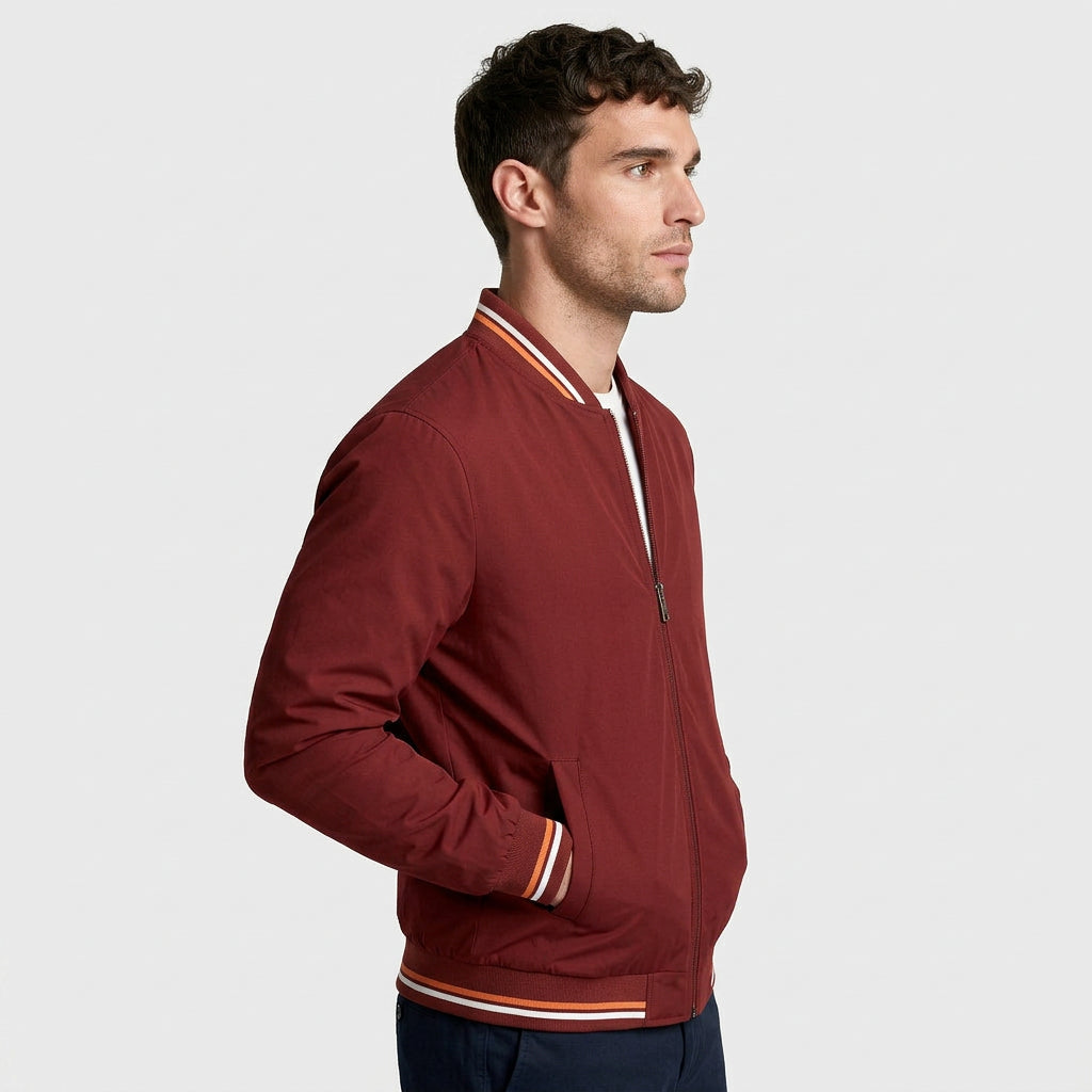 Zip-Up Lightweight Bomber Jacket Regular Fit for Men