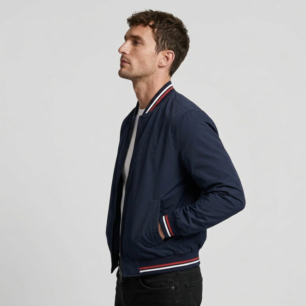 Zip-Up Lightweight Bomber Jacket Regular Fit for Men
