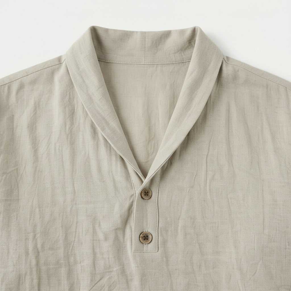Textured Shawl Collar Shirt Relaxed Fit for Men