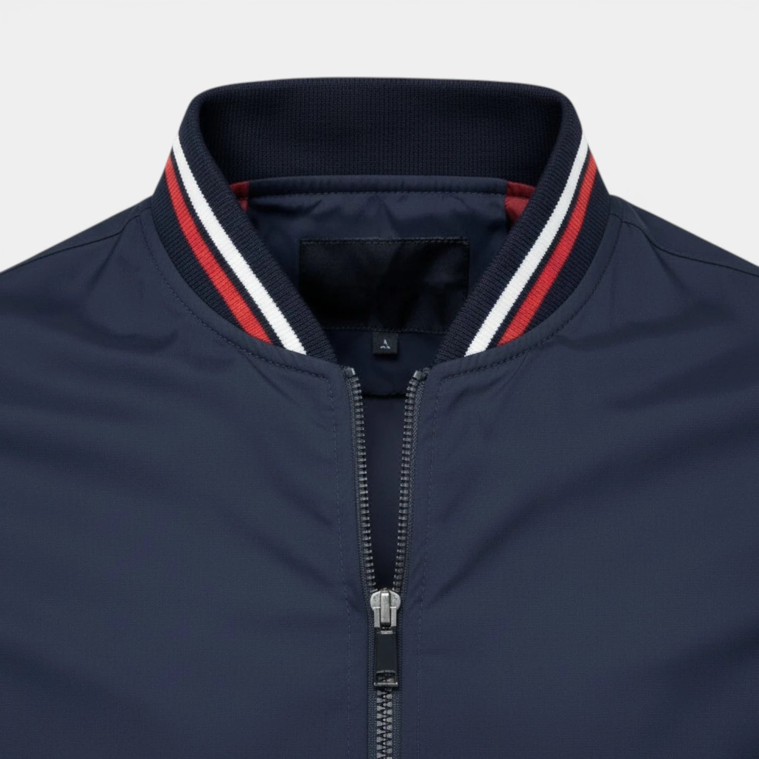 Regular Fit Zip-Up Bomber Jacket Ribbed Trim for Men