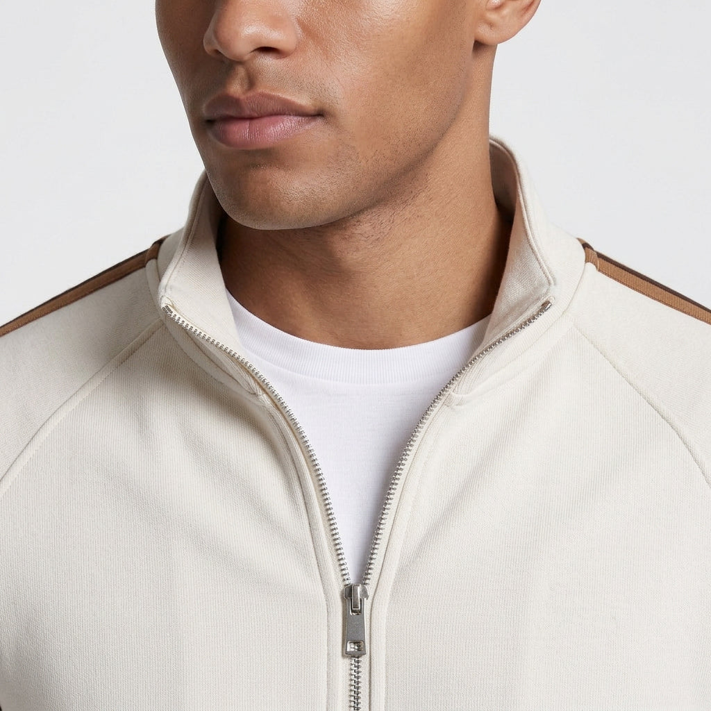 Zip-Up Tracksuit Set Side Stripe Regular Fit for Men