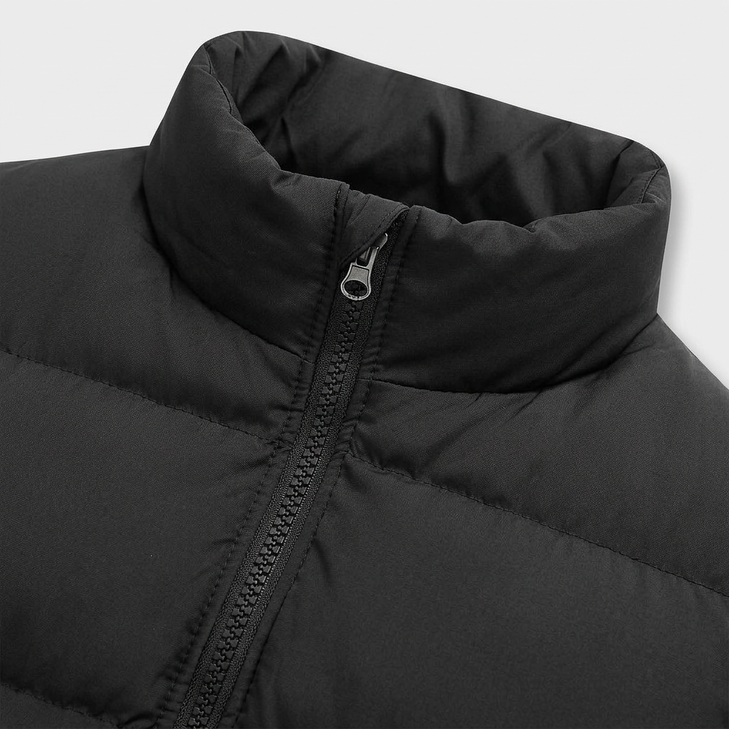 Quilted Puffer Vest Zip-Up Stand Collar Sleeveless Regular Fit for Men