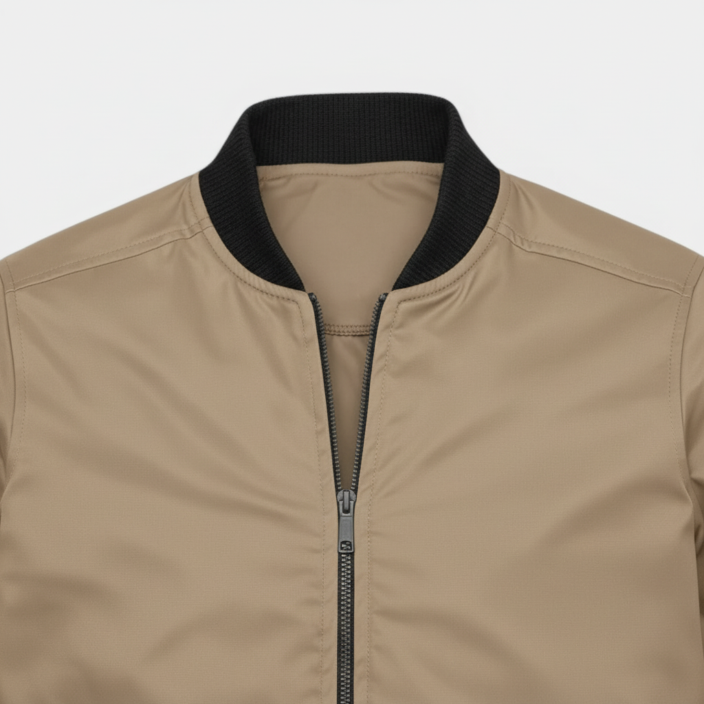 Slim Fit Zip-Up Bomber Jacket Ribbed for Men