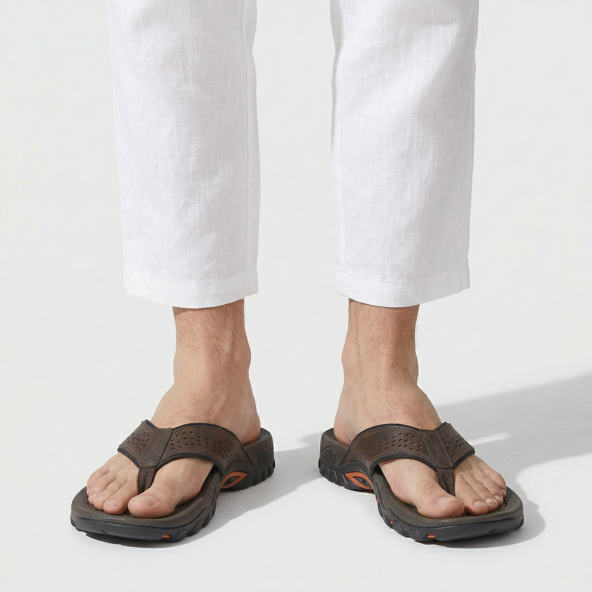 Flip Flops Textured Footbed Wide Strap Slip-On for Men