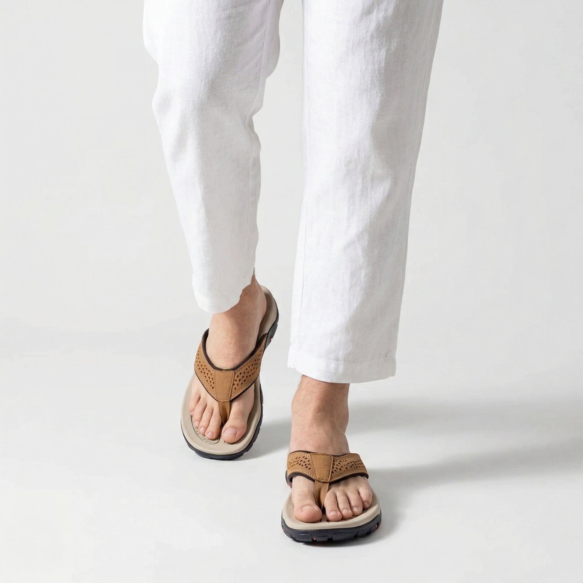 Flip Flops Textured Footbed Wide Strap Slip-On for Men