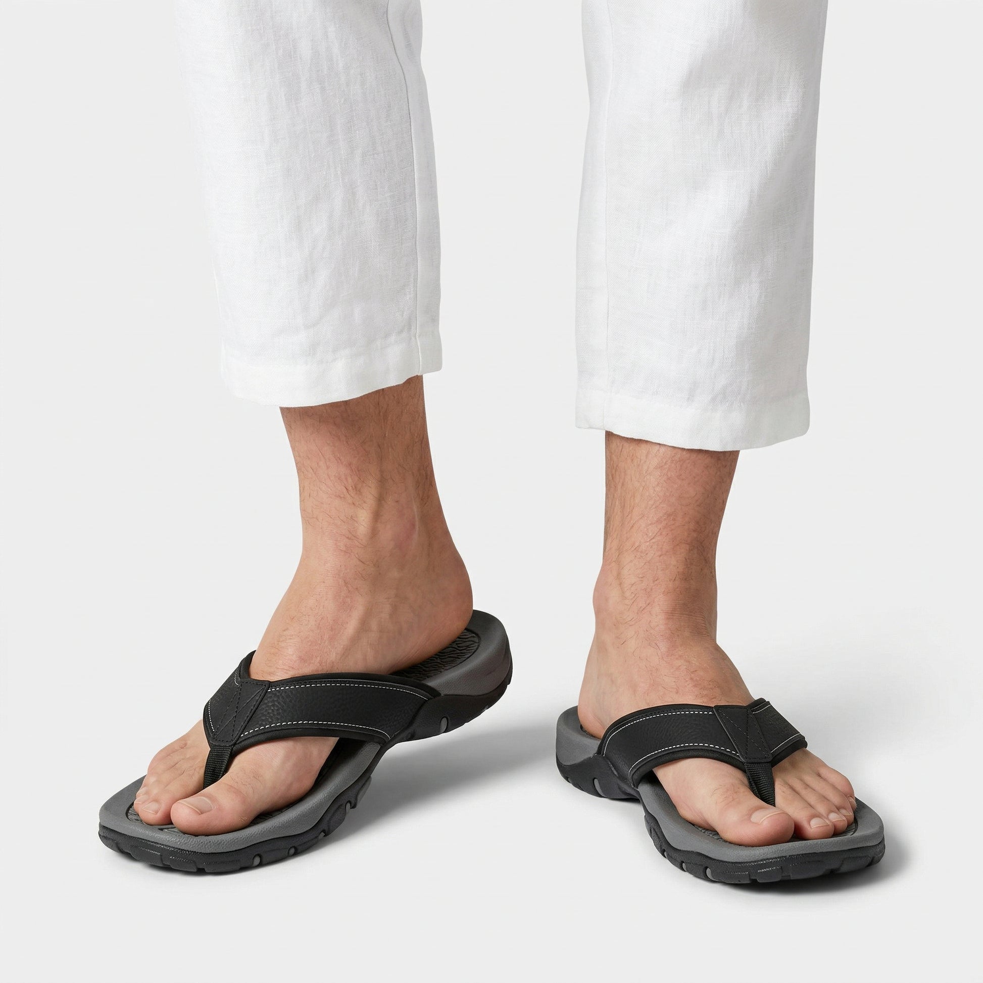 Flip Flops Textured Footbed Wide Strap Slip-On for Men