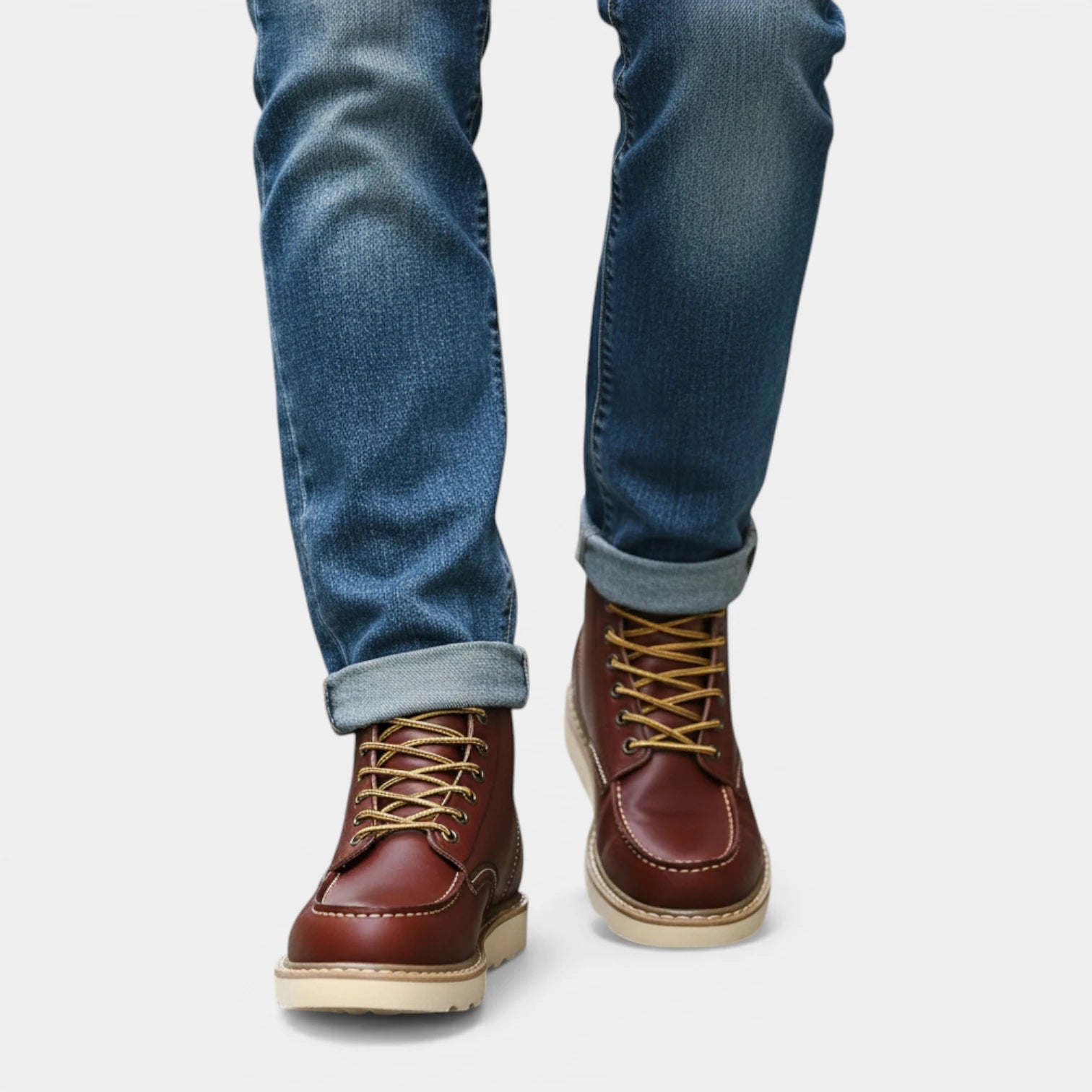 Contrast Stitch Lace-Up Ankle Boots for Men