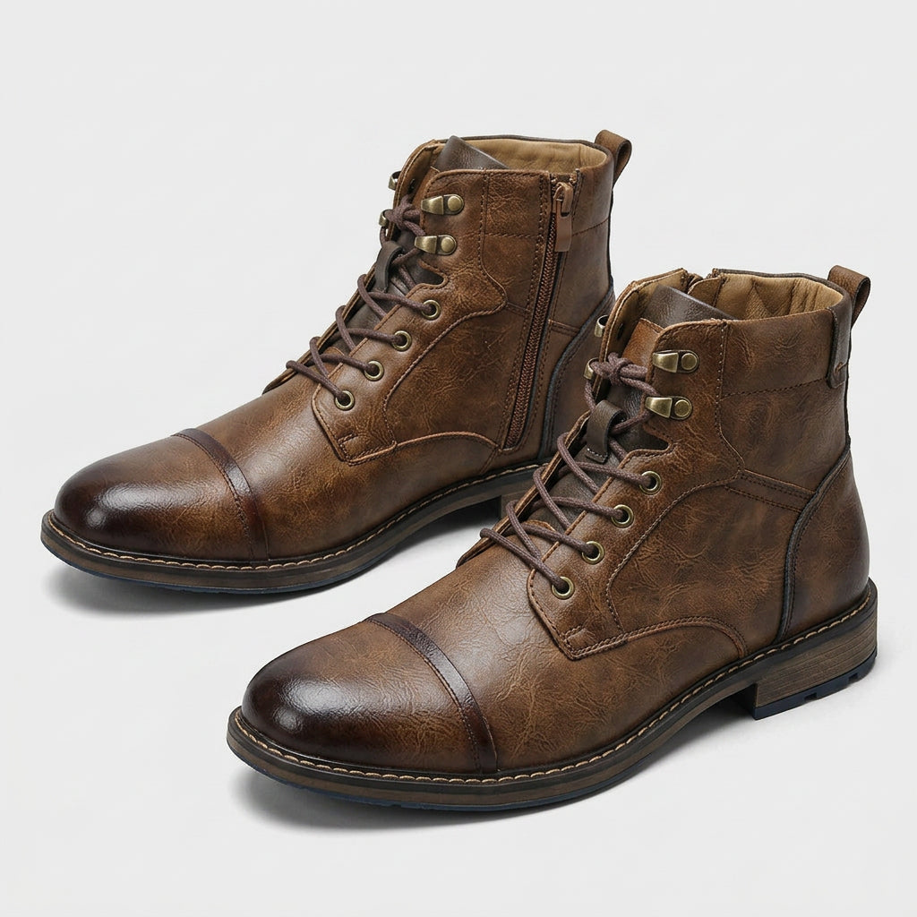Lace Up Leather Boots Vintage Style for Men