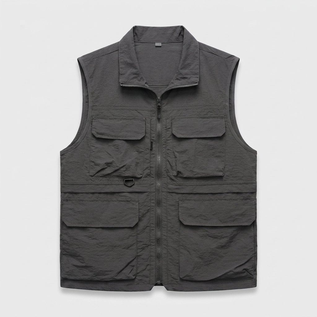 Utility Vest Multi-Pocket Full Zip for Men