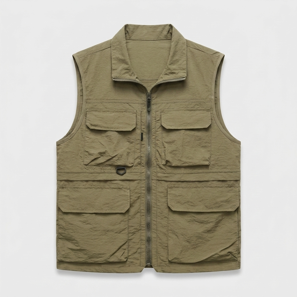 Utility Vest Multi-Pocket Full Zip for Men