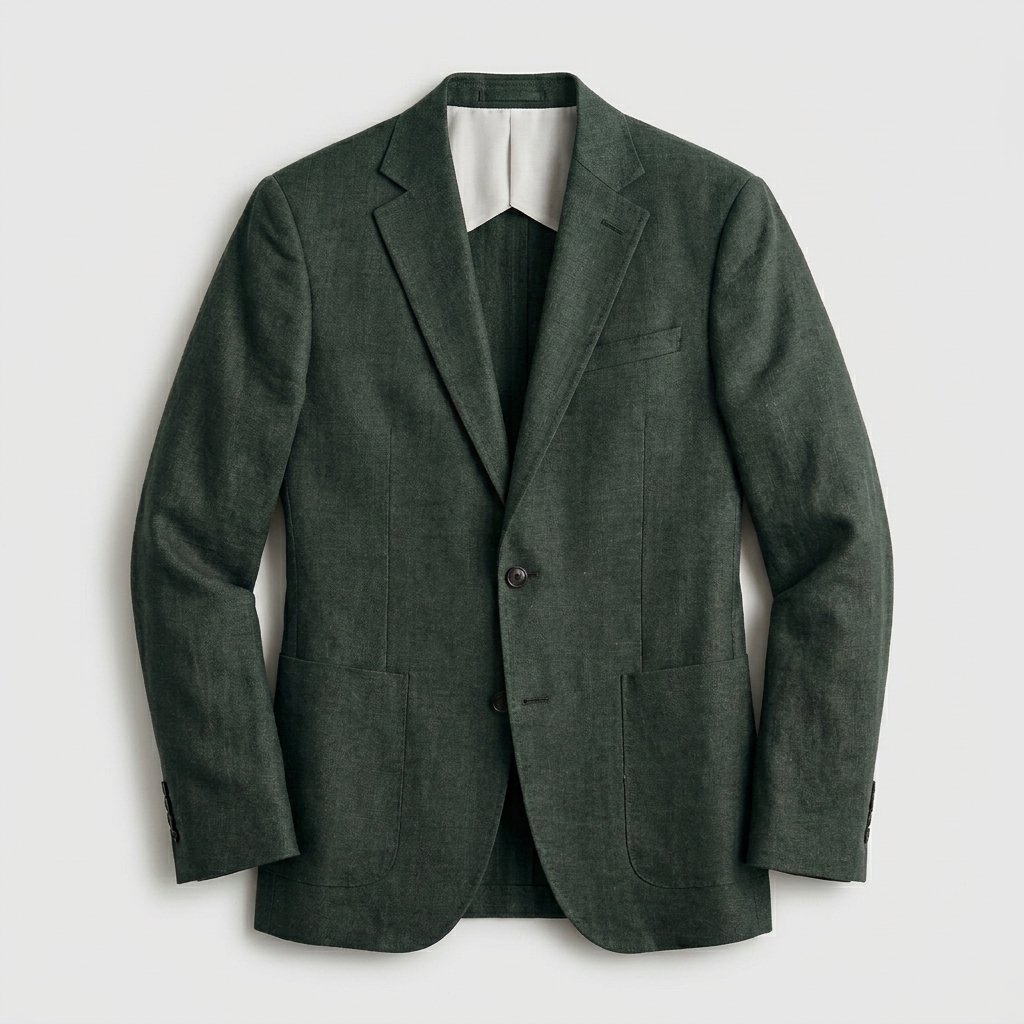 Linen Blazer Notch Lapel Patch Pockets for Men