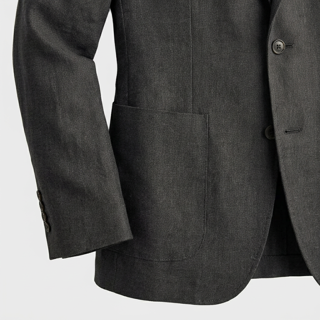 Linen Blazer Notch Lapel Patch Pockets for Men
