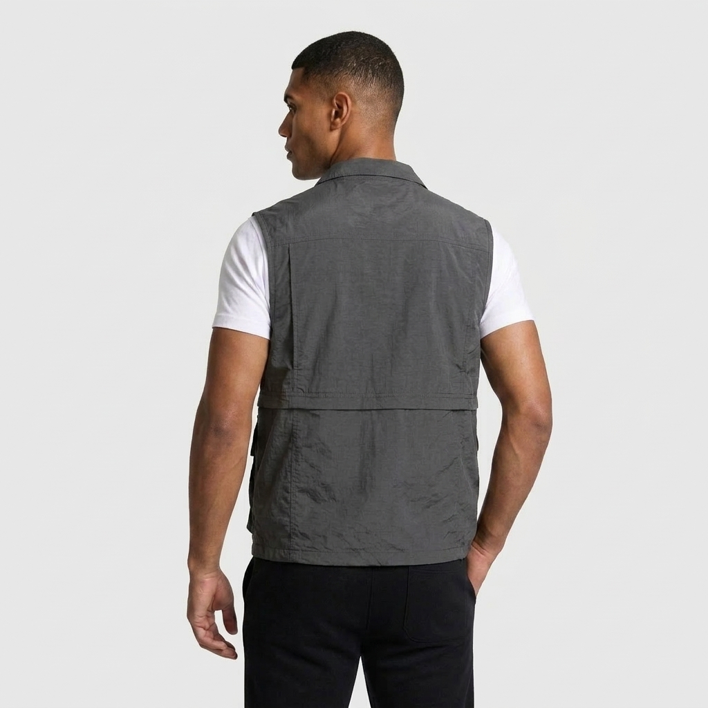 Utility Vest Multi-Pocket Full Zip for Men