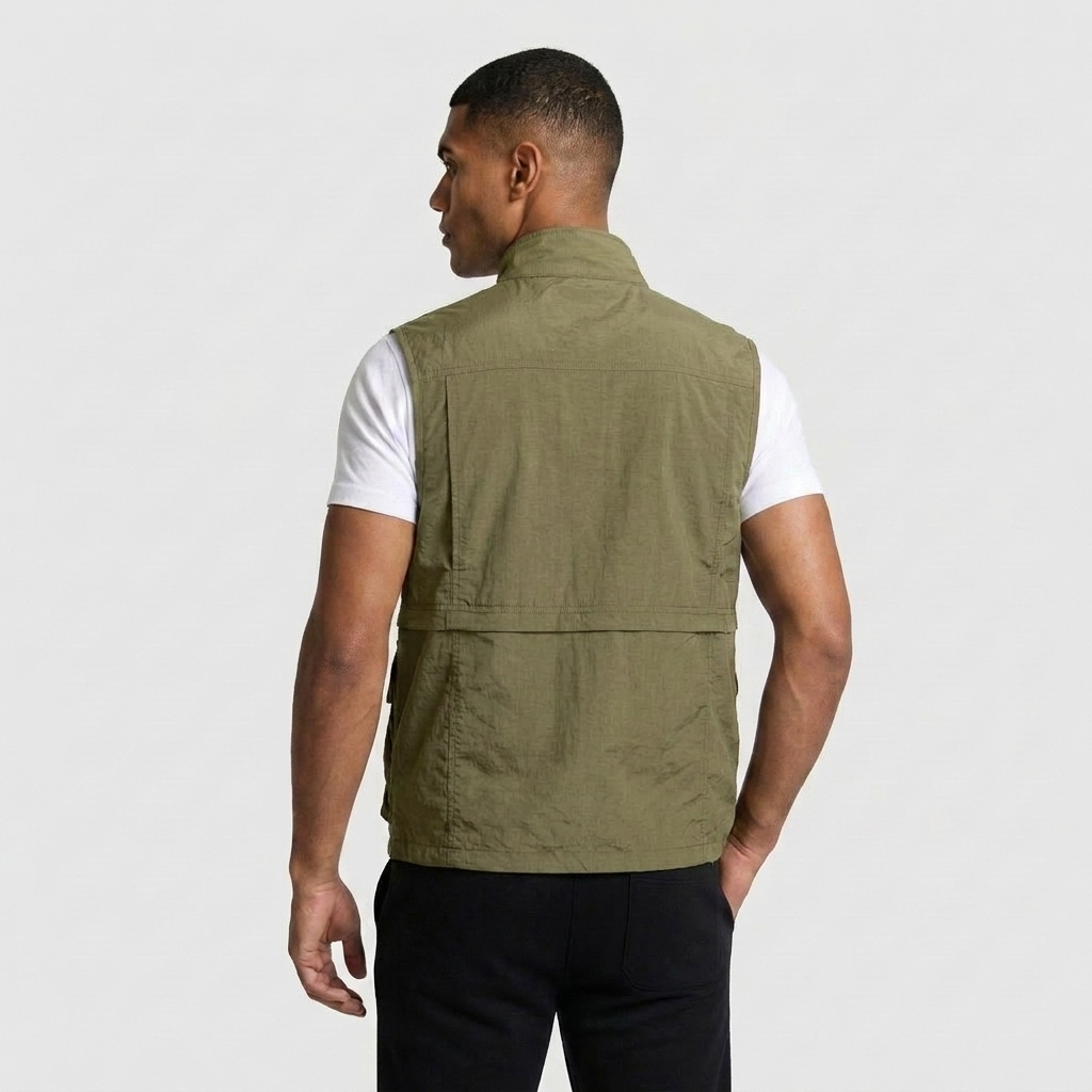 Utility Vest Multi-Pocket Full Zip for Men