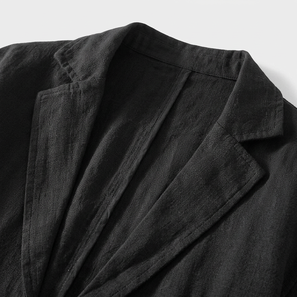 Linen Blazer Single Button Patch Pockets Relaxed Fit for Men