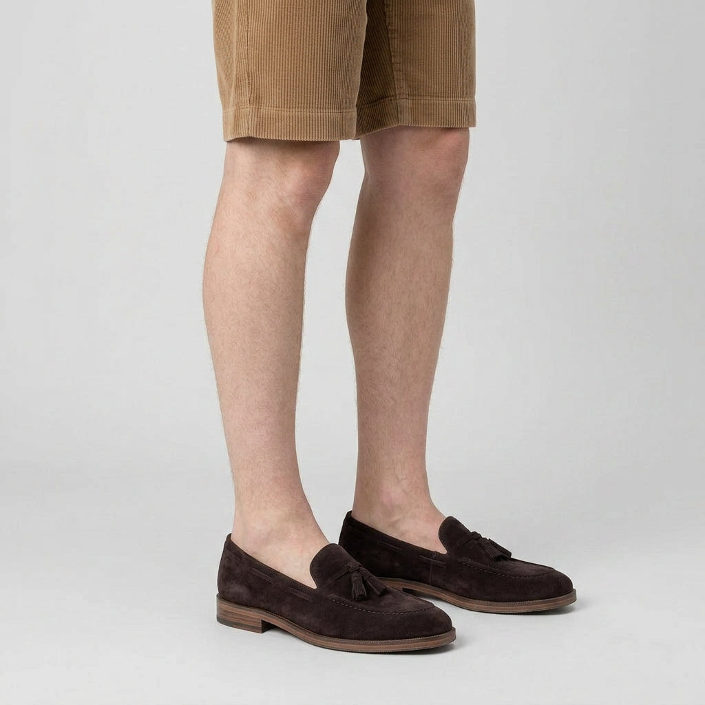 Suede Tassel Loafer Leather Sole for Men