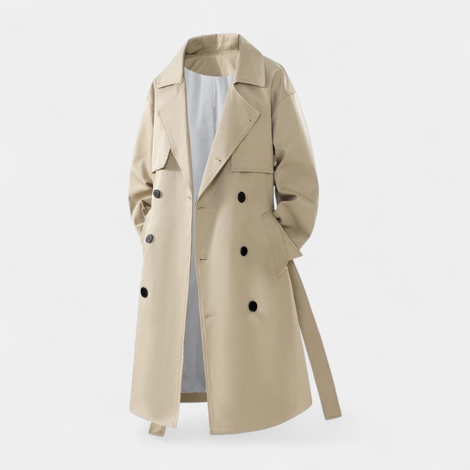 Vintares | Classic Double Breasted Trench Coat for Men - Waterproof