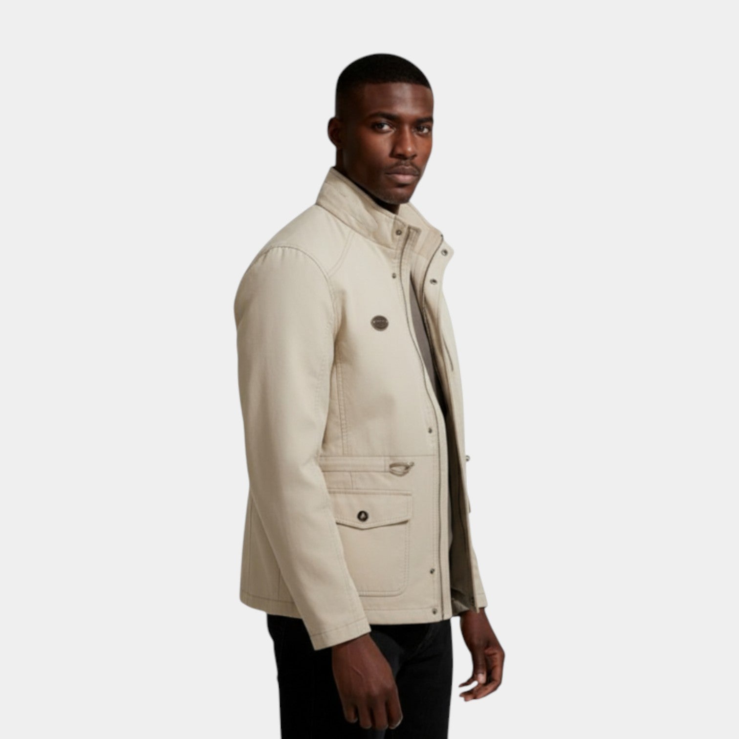Stand Collar Multi-Pocket Field Jacket Regular Fit for Men