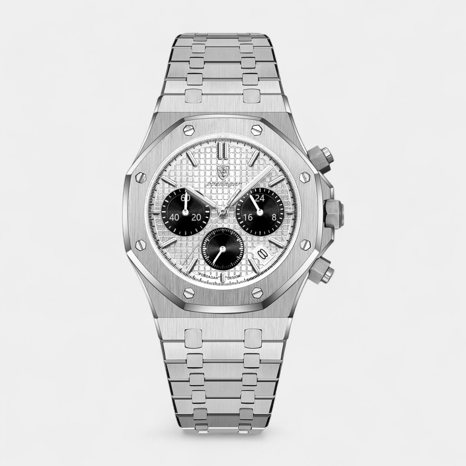 Vintares | 42 mm Crystal Quartz Chronograph Watch - Tachymeter