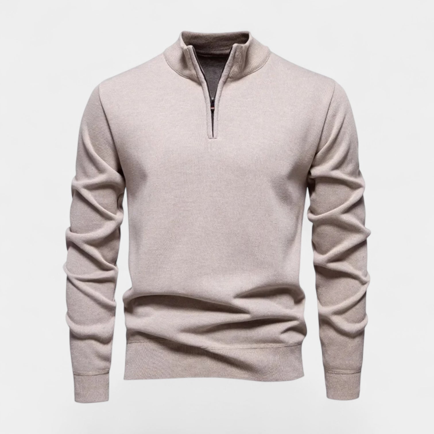 Vintares | Men's Half-Zip Sweater - Cotton Blend & Ribbed Collar