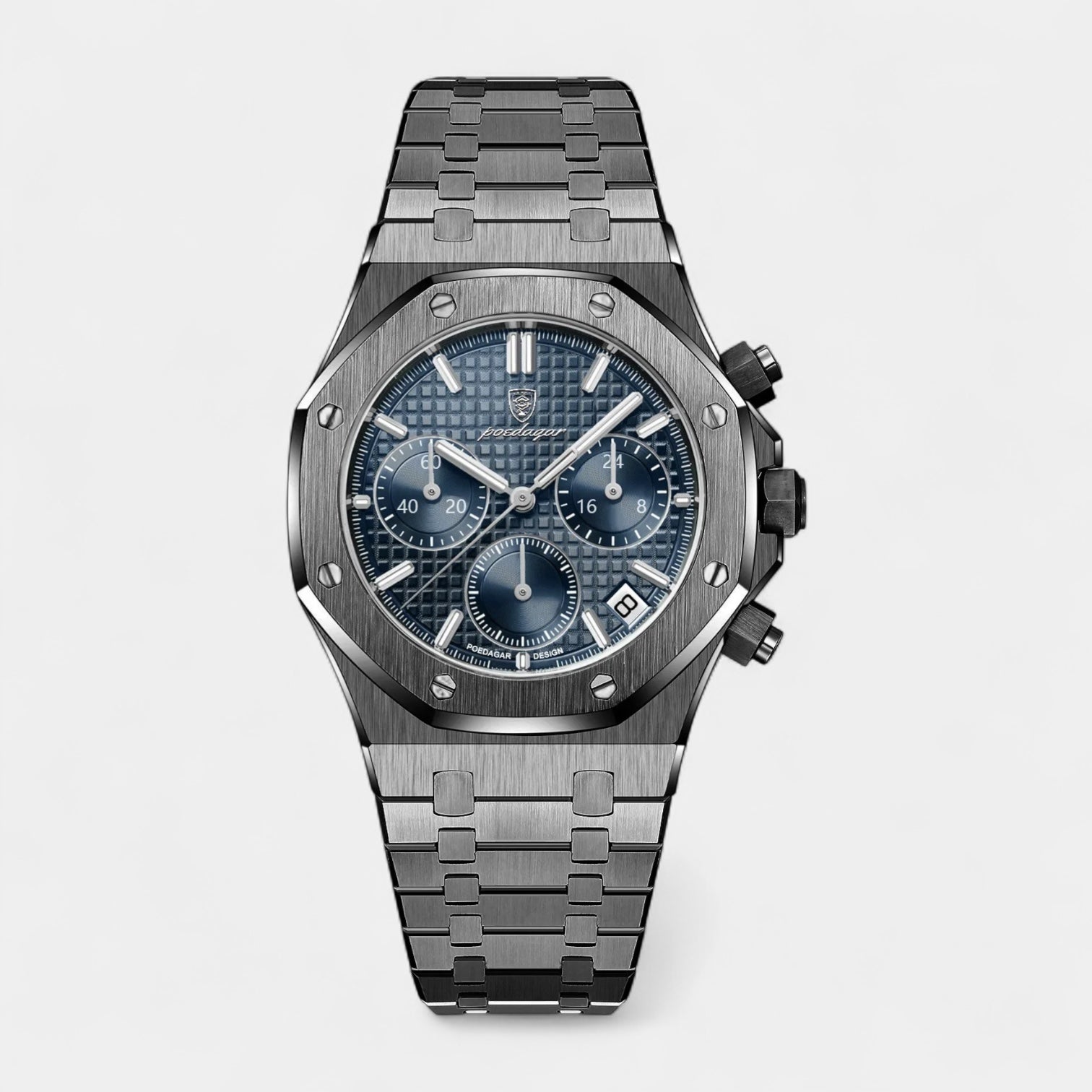 Vintares | 42 mm Crystal Quartz Chronograph Watch - Tachymeter