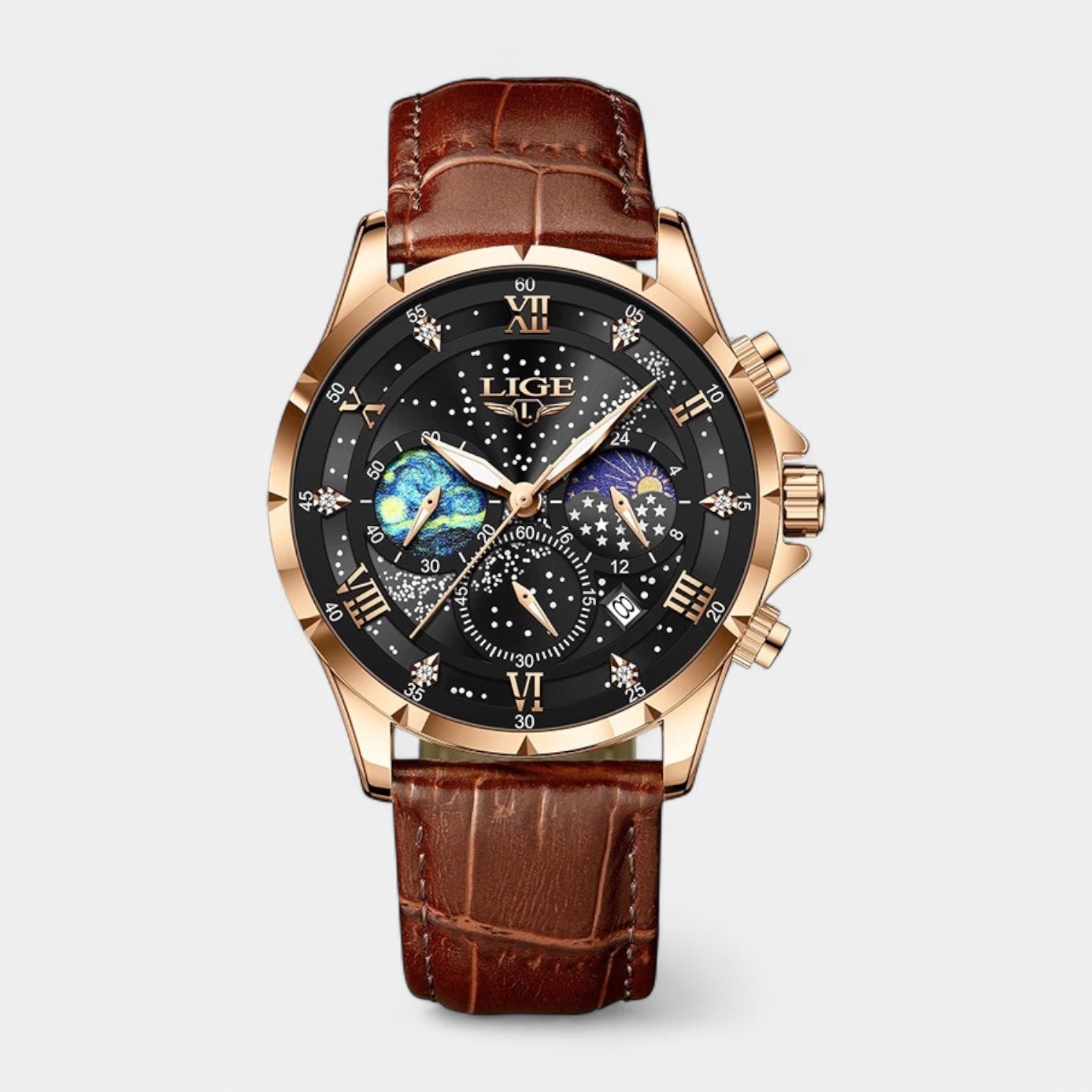 Vintares | Elegant Moonphase Watch Men