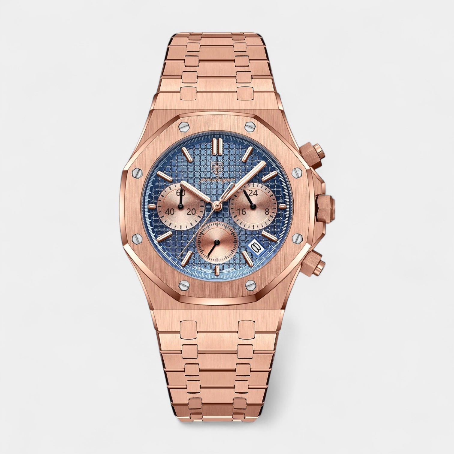 Vintares | 42 mm Crystal Quartz Chronograph Watch - Tachymeter