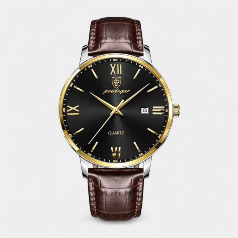Vintares | Men’s Quartz Watch – Leather Strap & Date Display