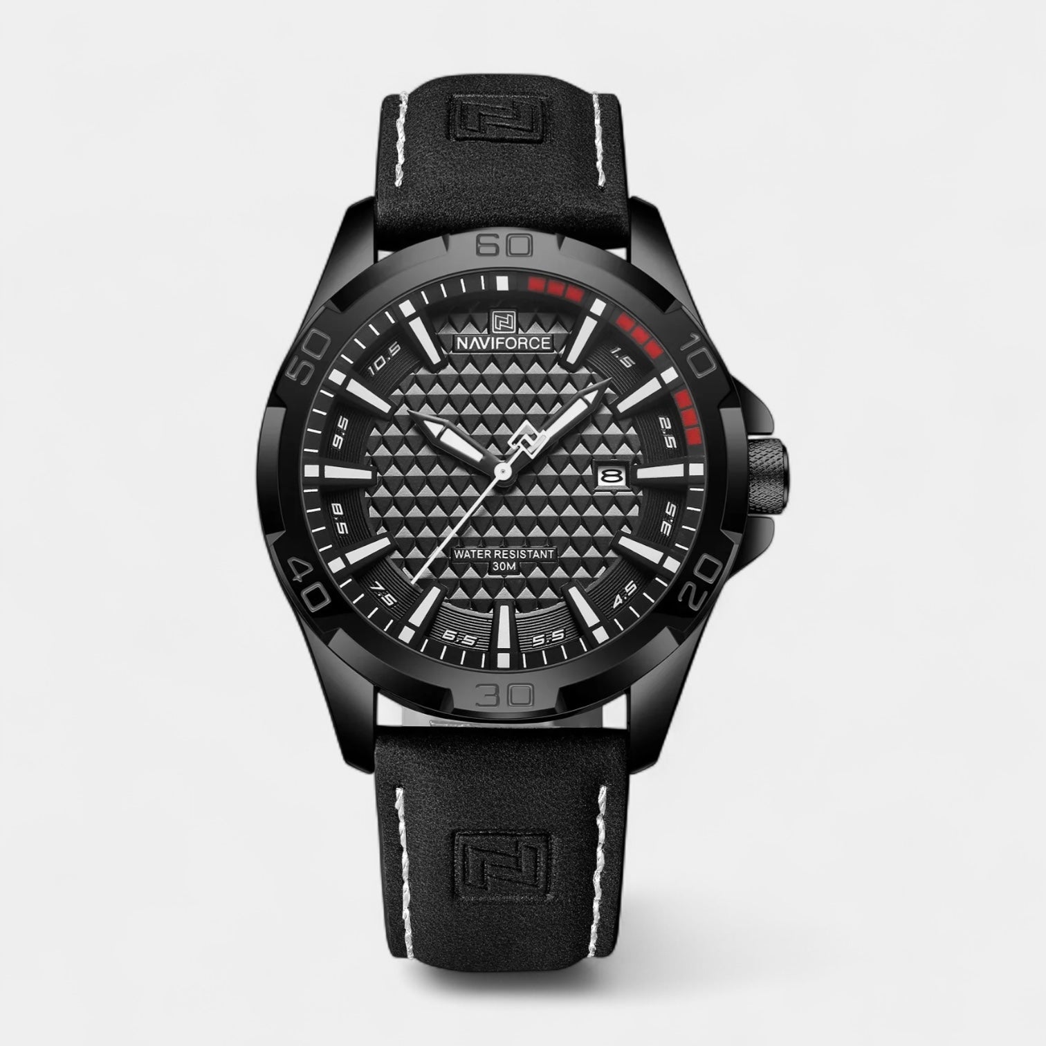 Vintares | Men's Military Watch 45 mm, Leather Strap